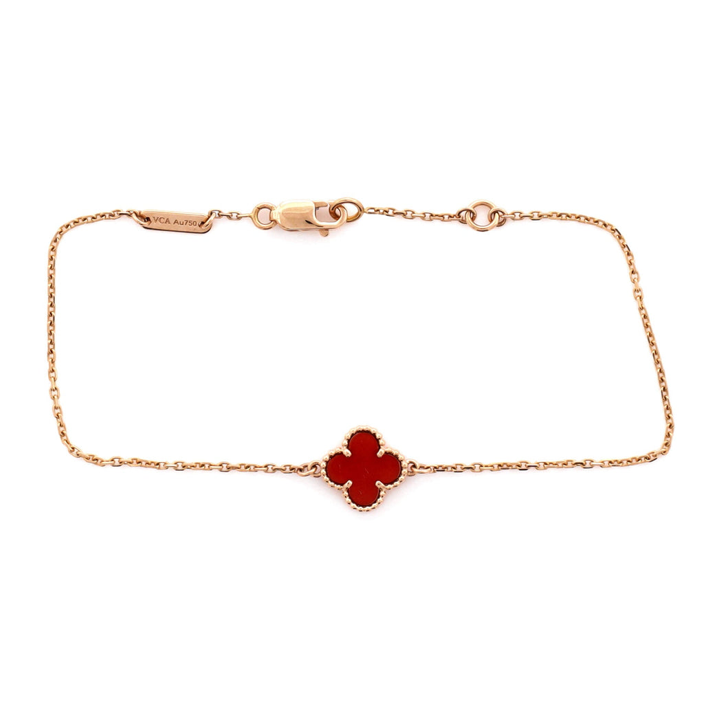 Sweet Alhambra Bracelet 18K Rose Gold and Carnelian