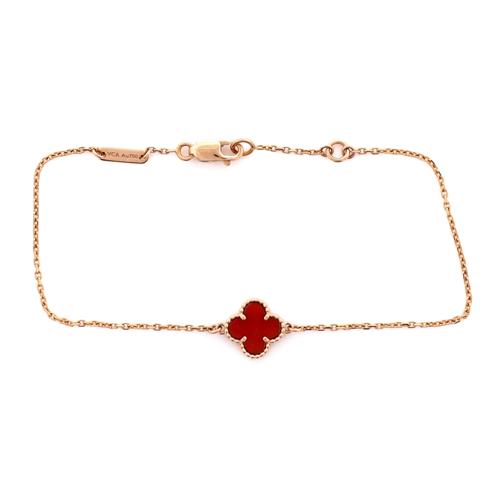 Sweet Alhambra Bracelet 18K Rose Gold and Carnelian