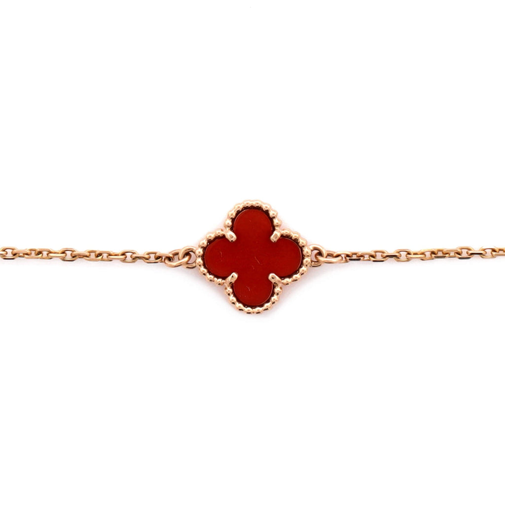Sweet Alhambra Bracelet 18K Rose Gold and Carnelian