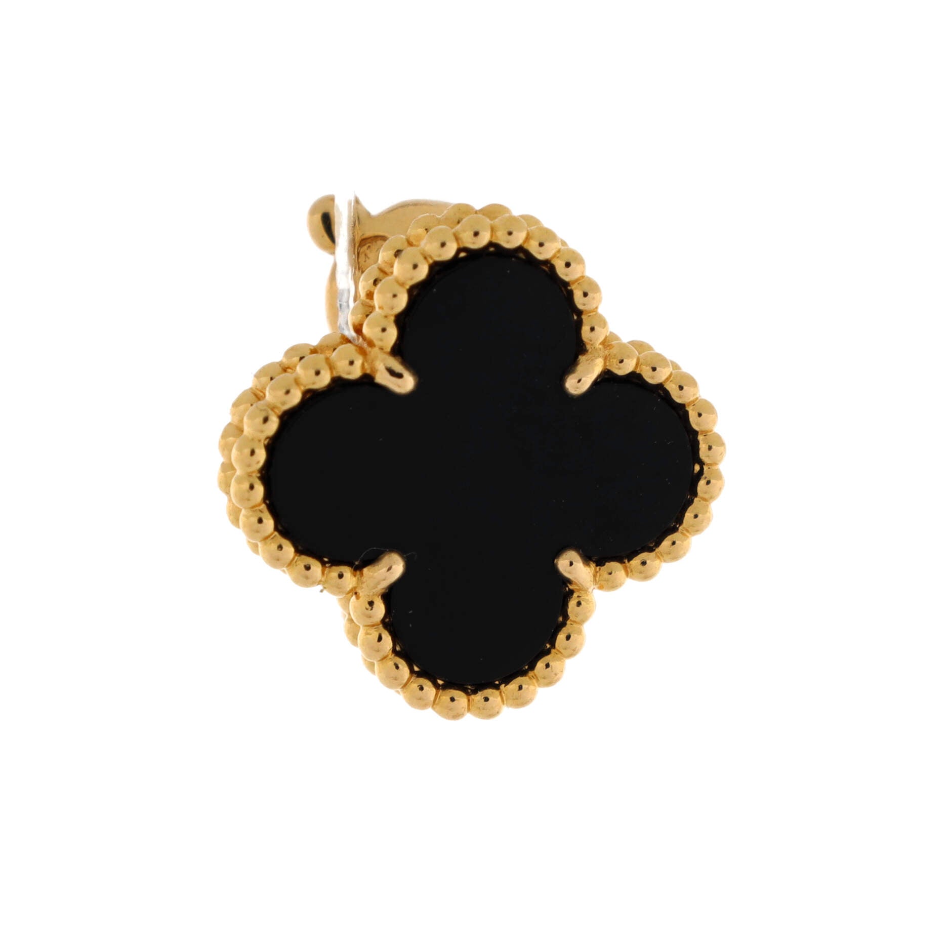 Vintage Alhambra Earrings 18K Yellow Gold and Onyx