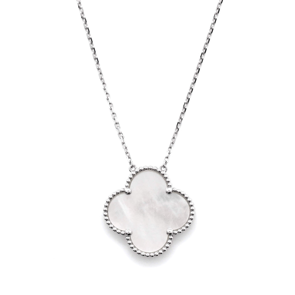 Magic Alhambra Pendant Necklace 18K White Gold and Mother of Pearl