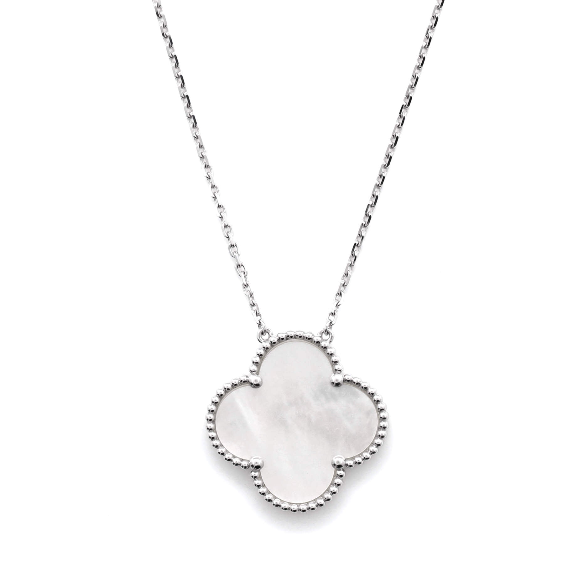 Magic Alhambra Pendant Necklace 18K White Gold and Mother of Pearl
