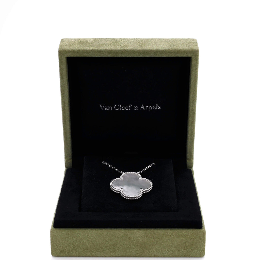 Magic Alhambra Pendant Necklace 18K White Gold and Mother of Pearl