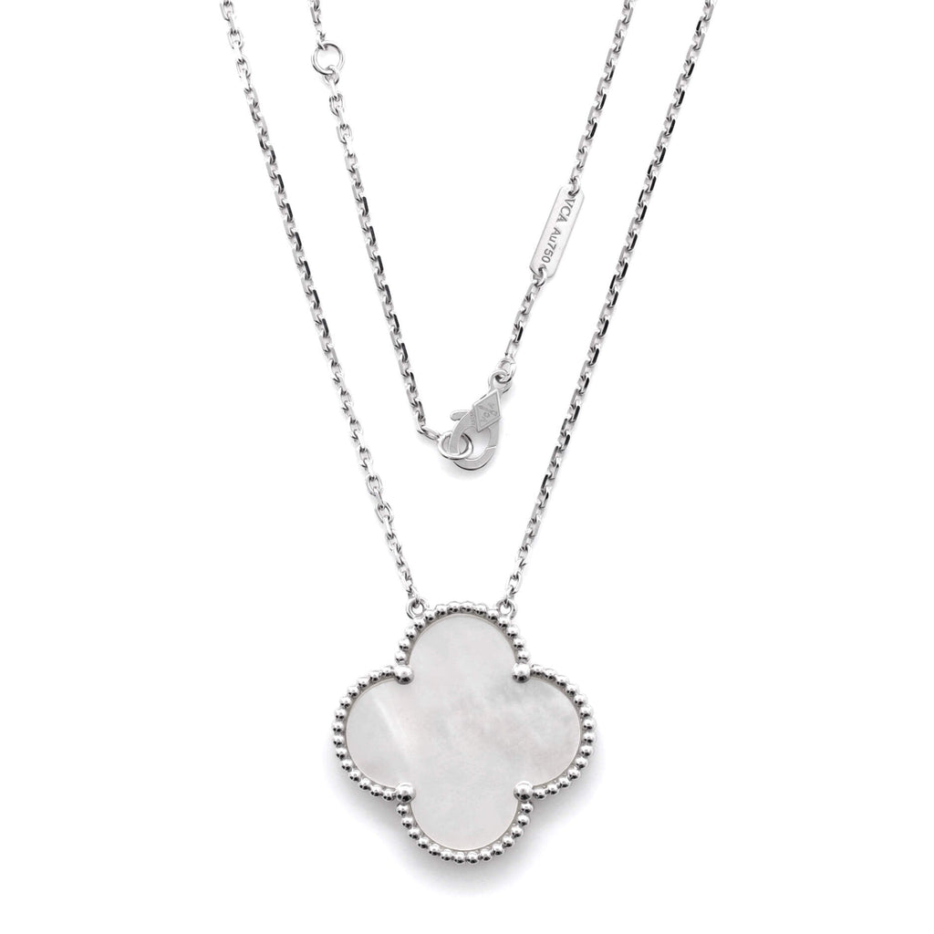 Magic Alhambra Pendant Necklace 18K White Gold and Mother of Pearl