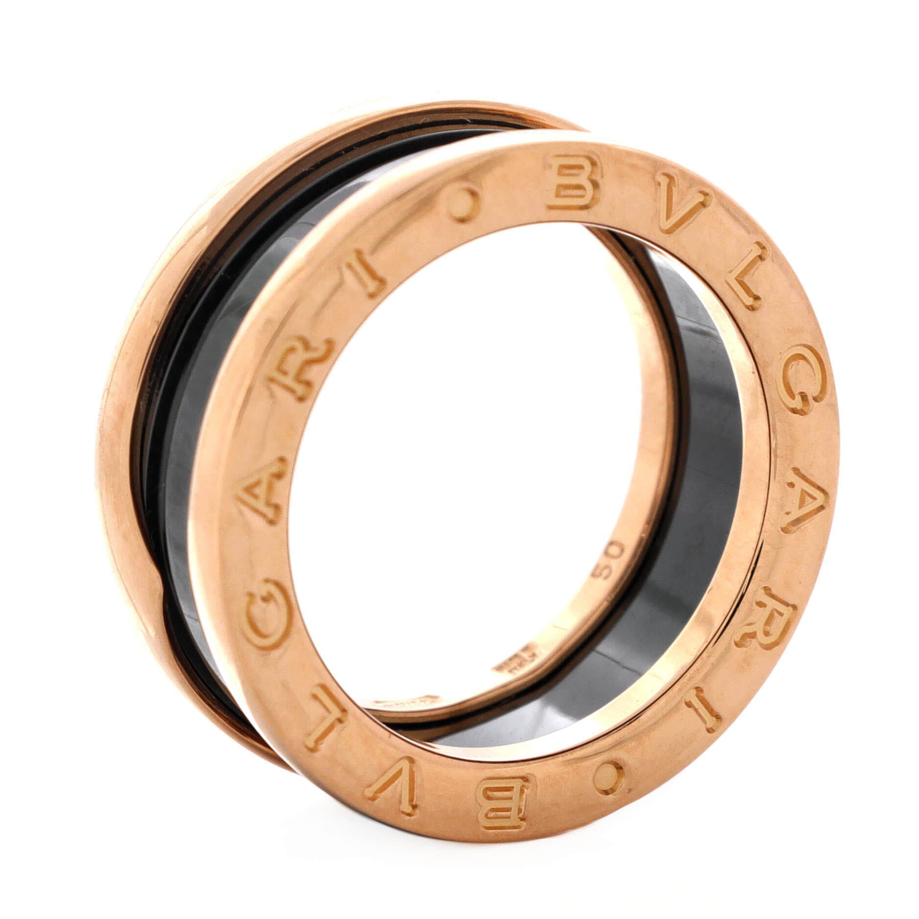 B.Zero1 Two Band Ring 18K Rose Gold and Ceramic