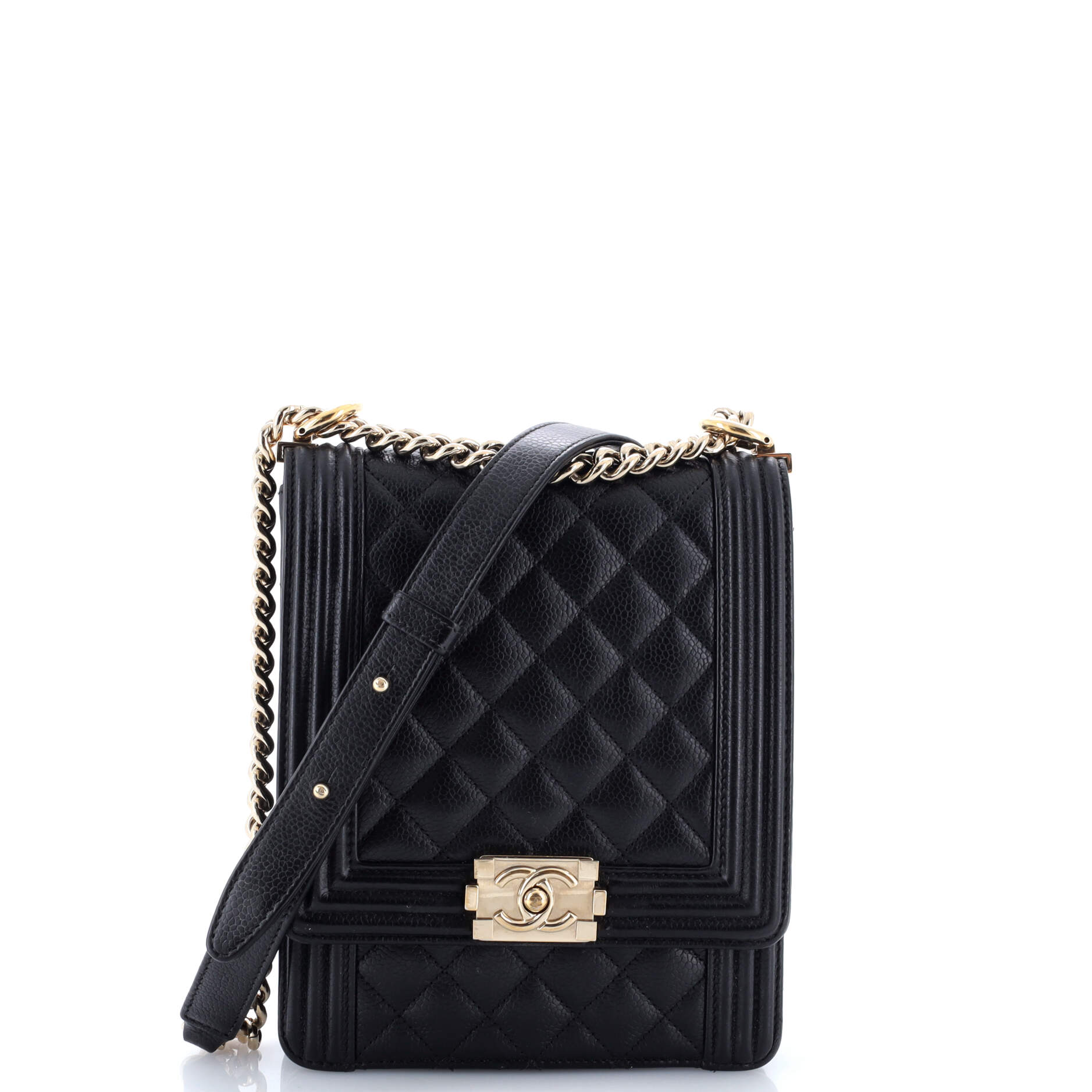 North South Boy Flap Bag Quilted Calfskin Small