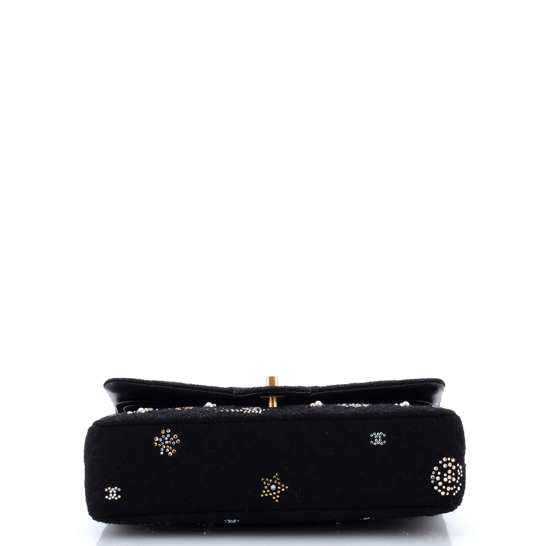 Classic Double Flap Bag Quilted Tweed with Faux Pearls and Crystals Medium