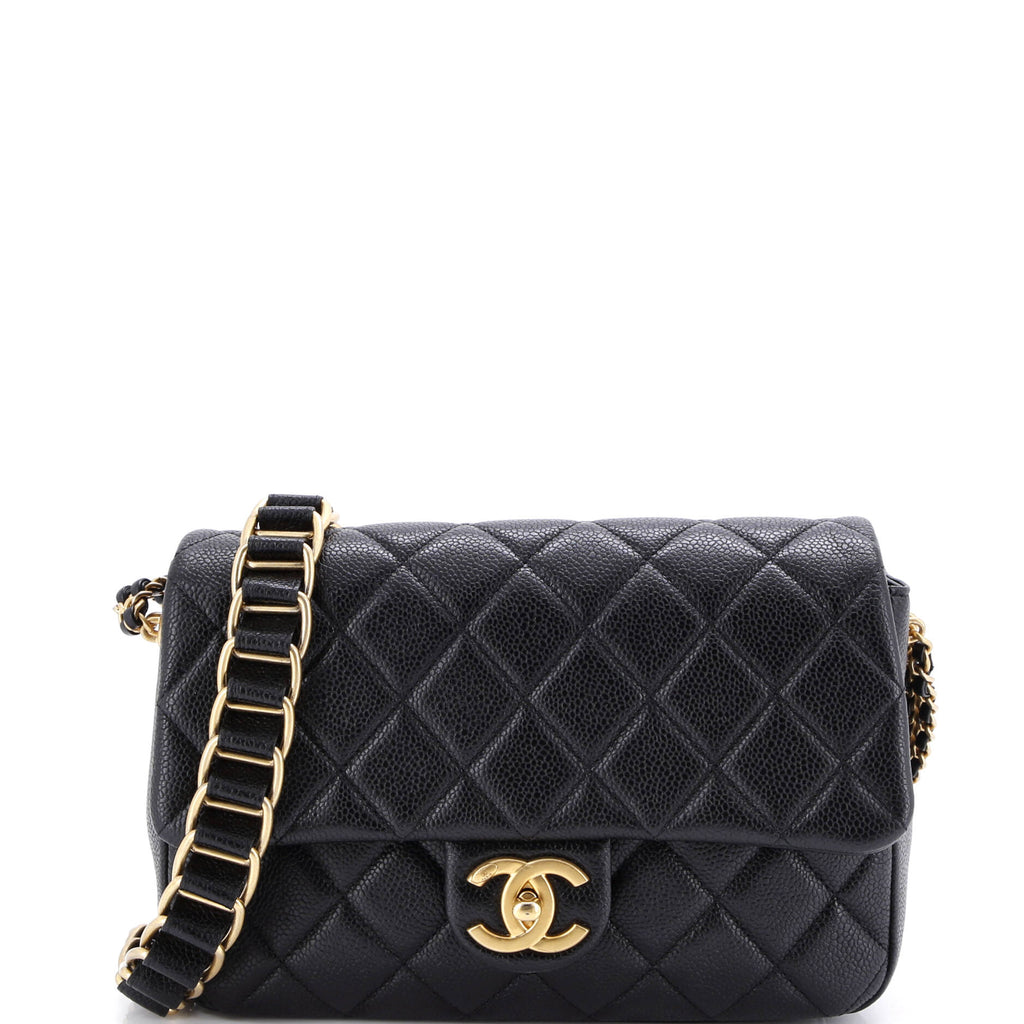 Chain Soul Flap Bag Quilted Caviar Medium