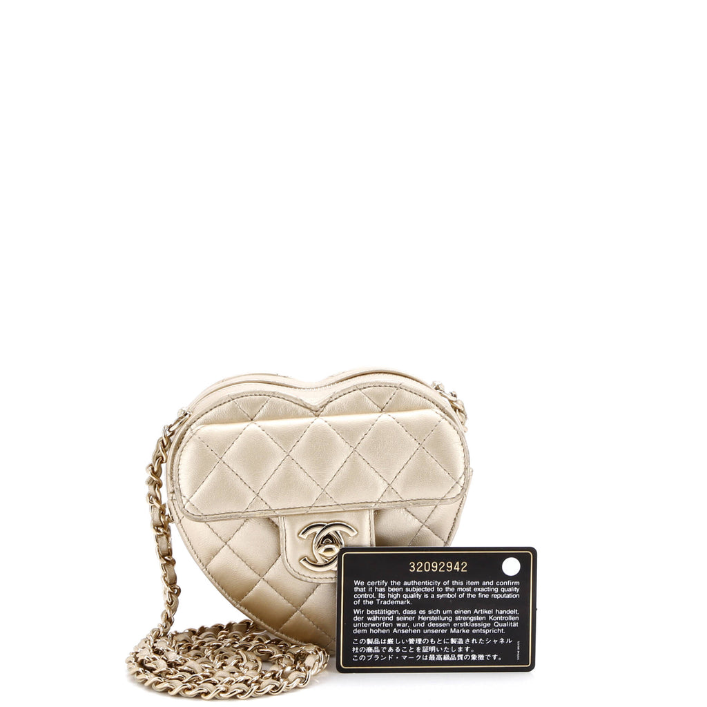 CC in Love Heart Clutch with Chain Quilted Lambskin