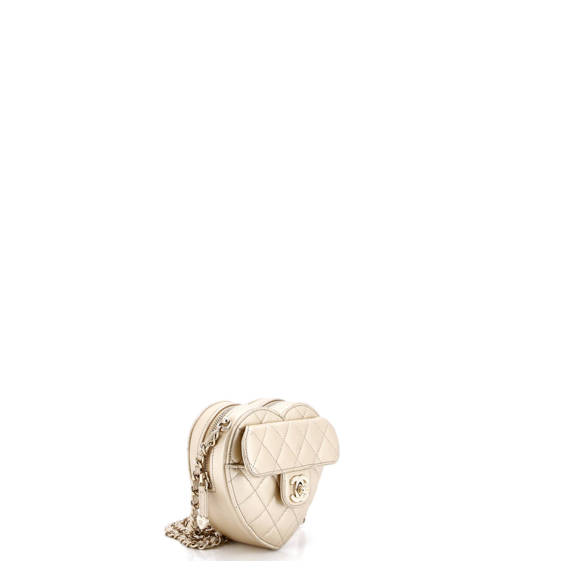 CC in Love Heart Clutch with Chain Quilted Lambskin