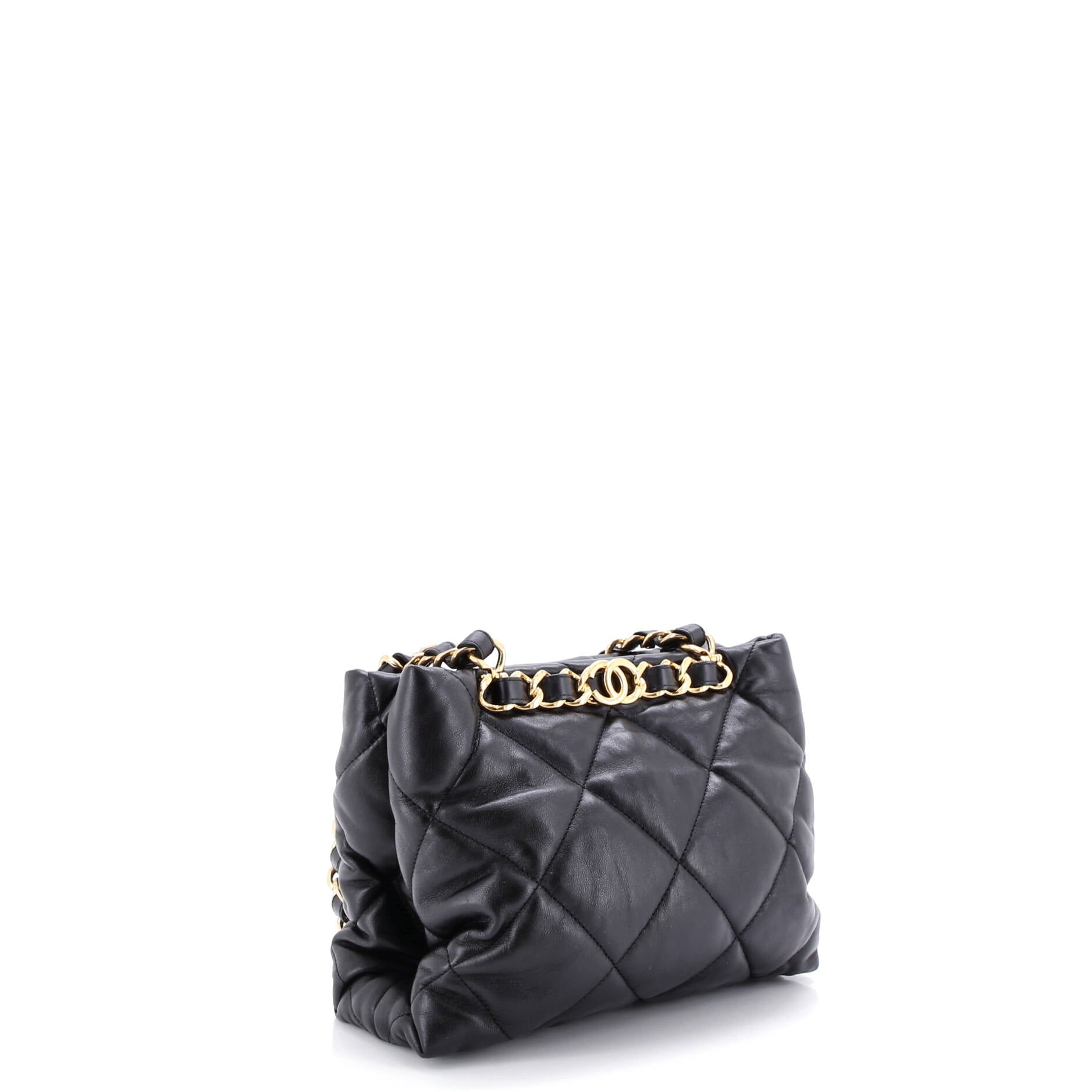 CC Bar Chain Handle Shopping Tote Quilted Lambskin Small