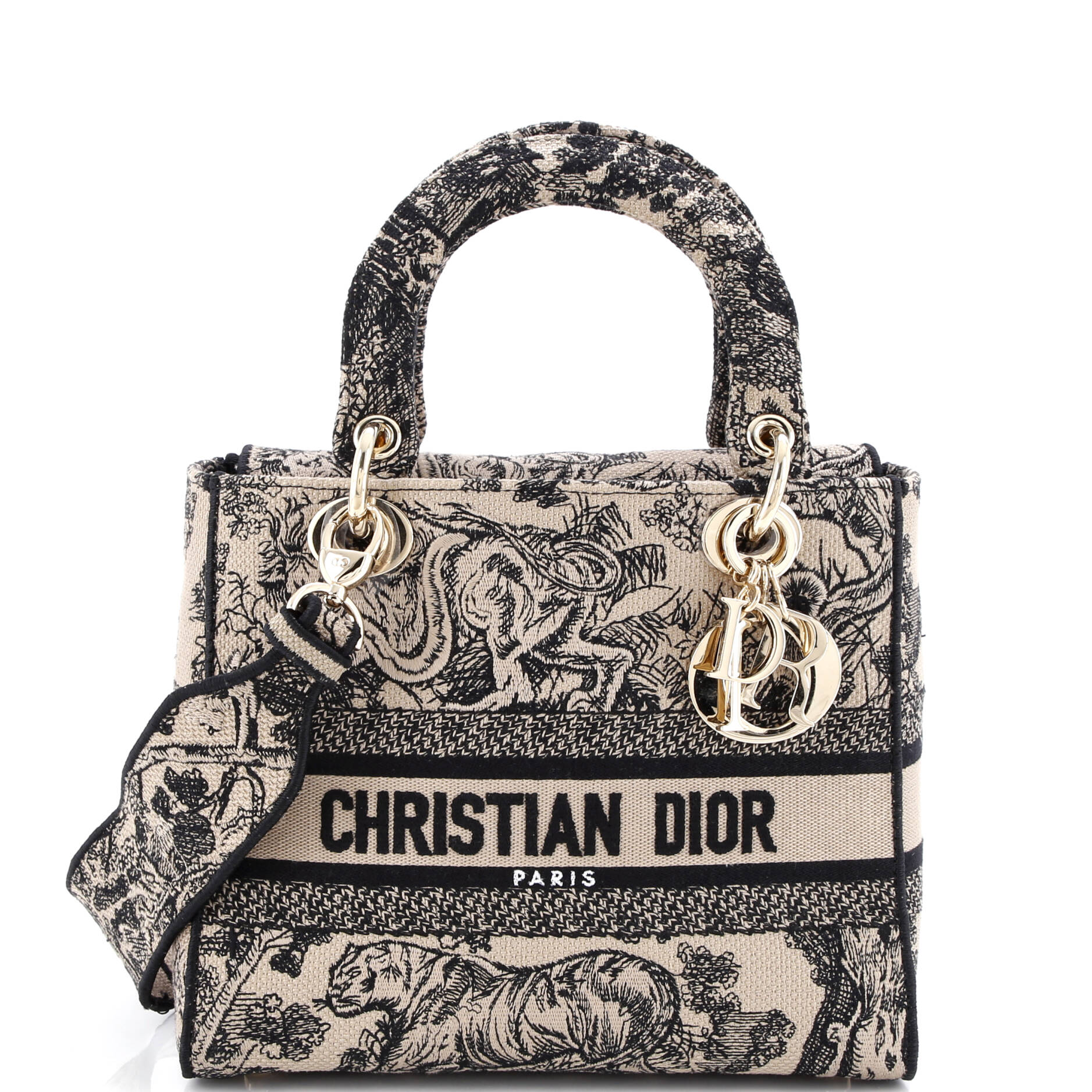 Lady D-Lite Bag Embroidered Canvas Medium
