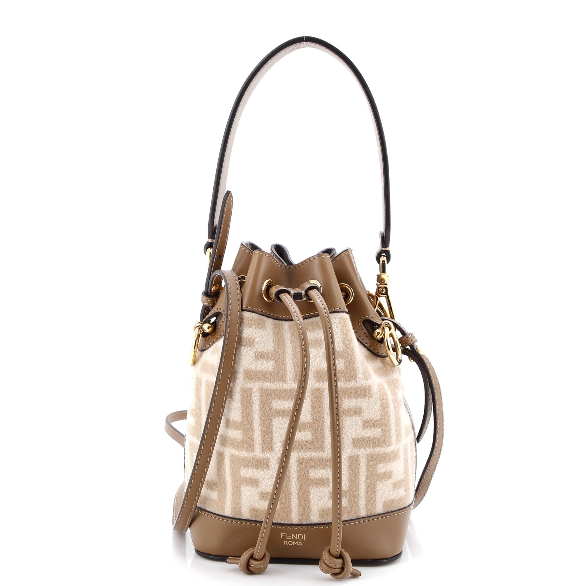 Mon Tresor Bucket Bag Zucca Wool with Leather Mini
