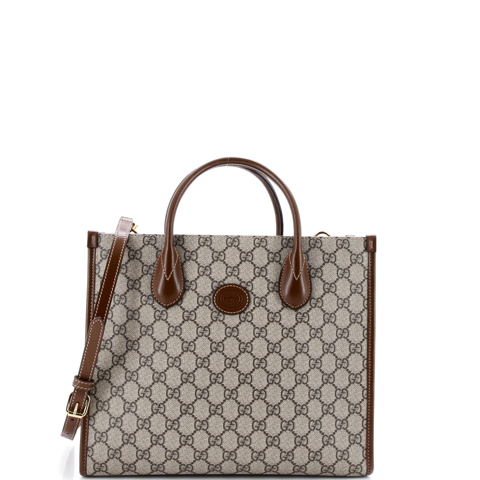 Structured Top Handle Open Tote GG Coated Canvas Small