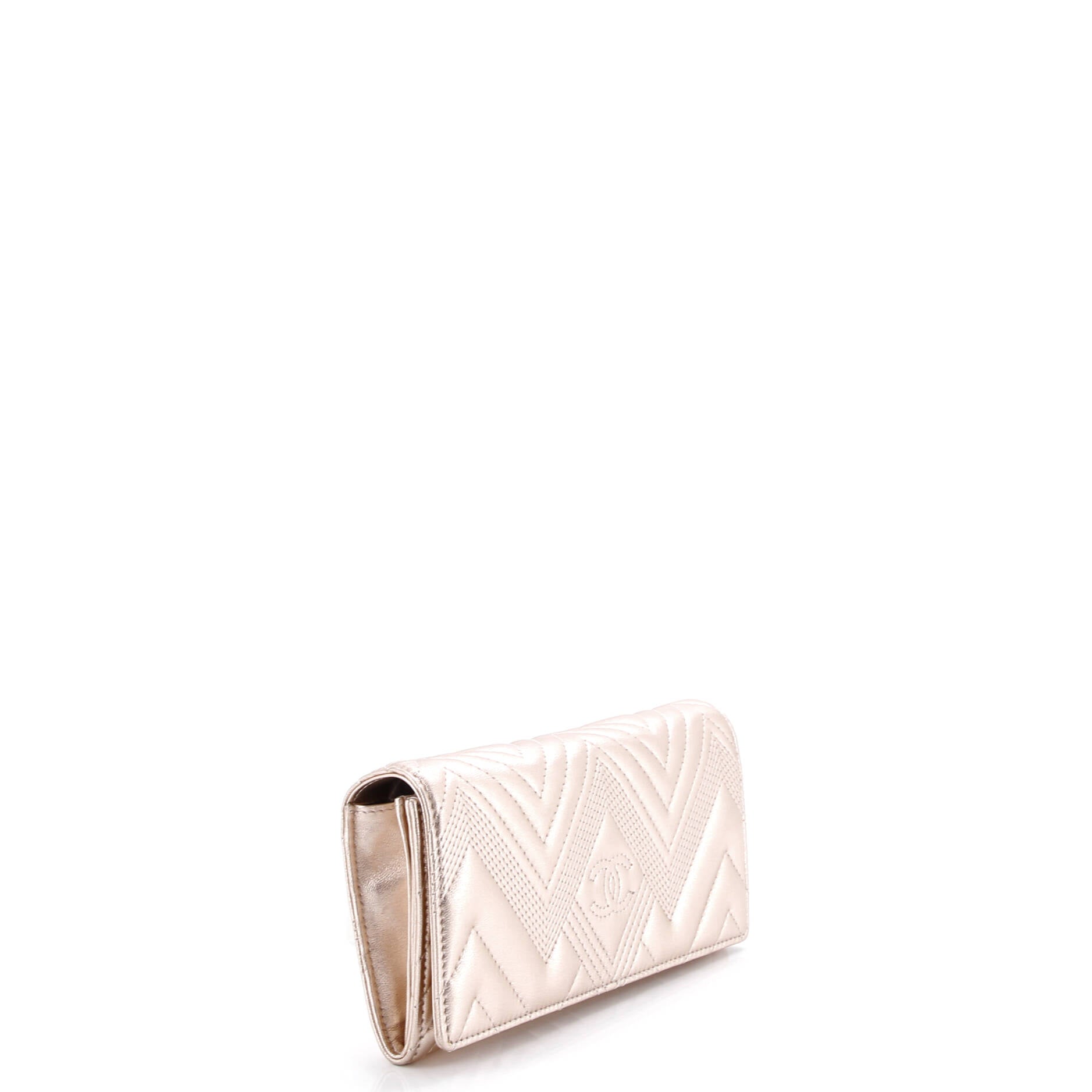 L-Yen Wallet Chevron Metallic Calfskin
