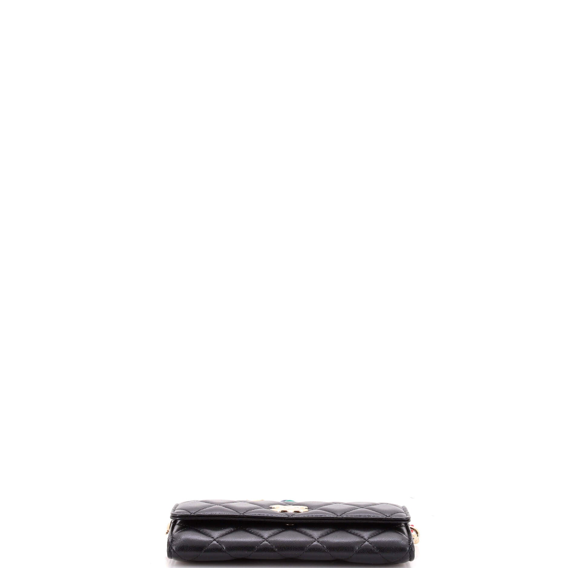 RIbbon Long Clutch with Chain Flap Bag Quilted Lambskin