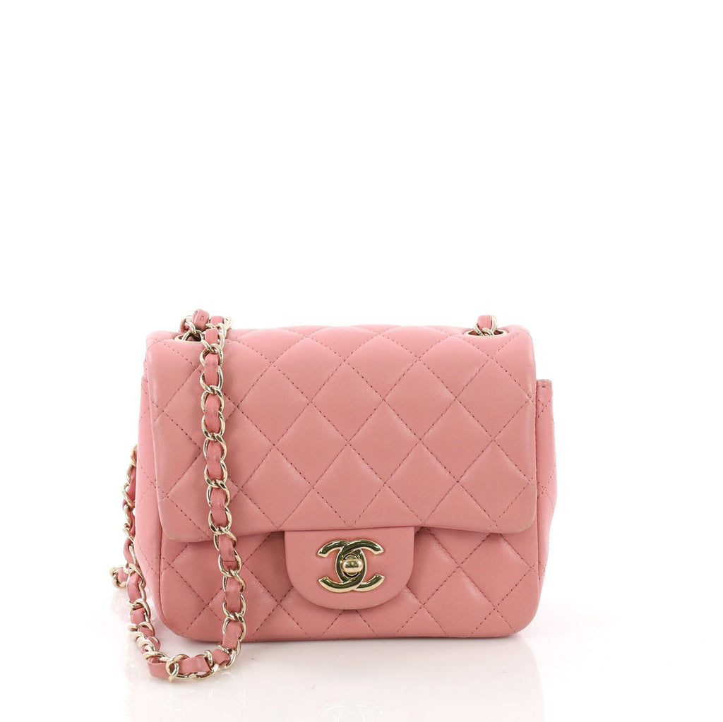 Square Classic Single Flap Bag Quilted Lambskin Mini