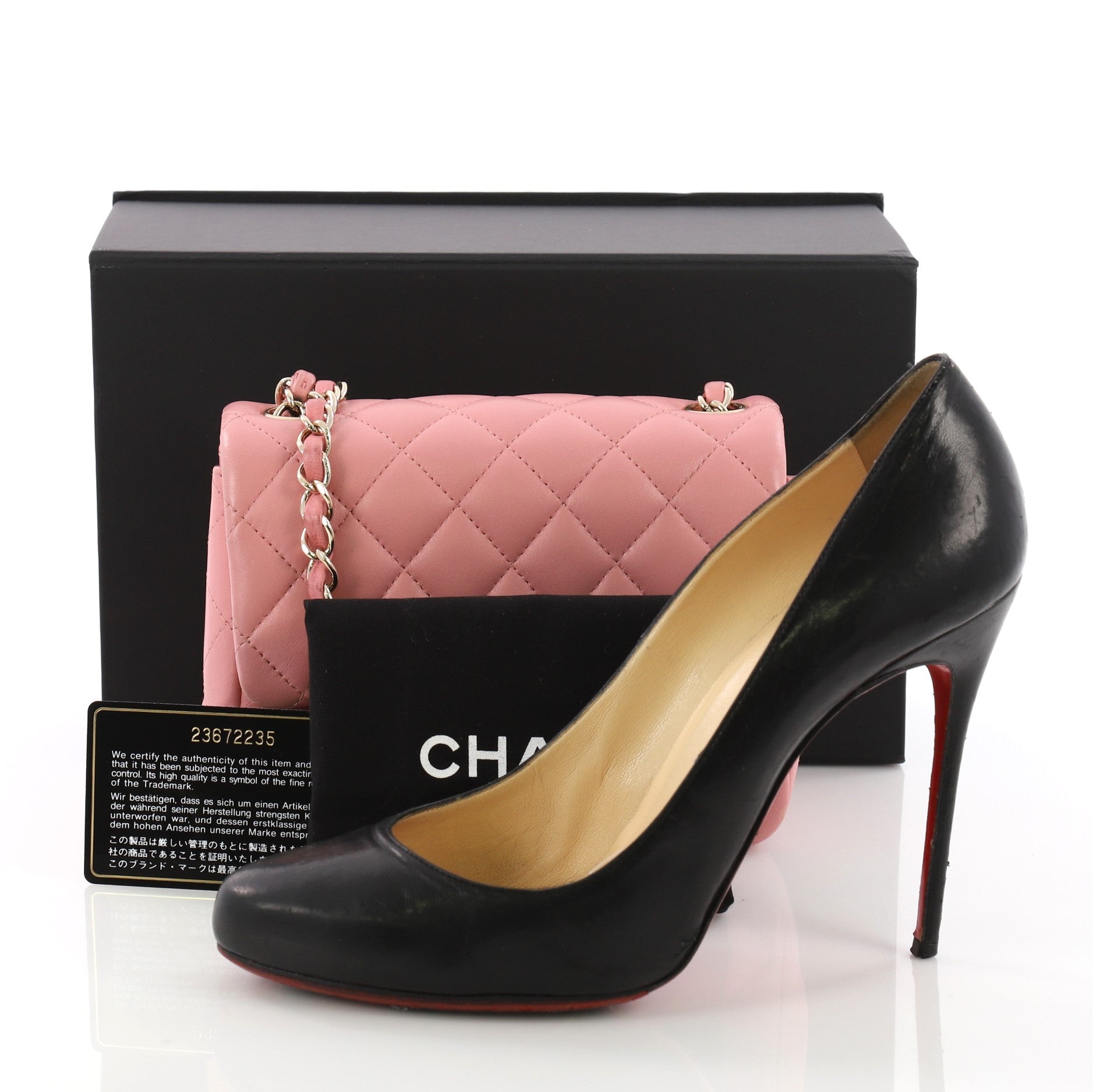 Square Classic Single Flap Bag Quilted Lambskin Mini