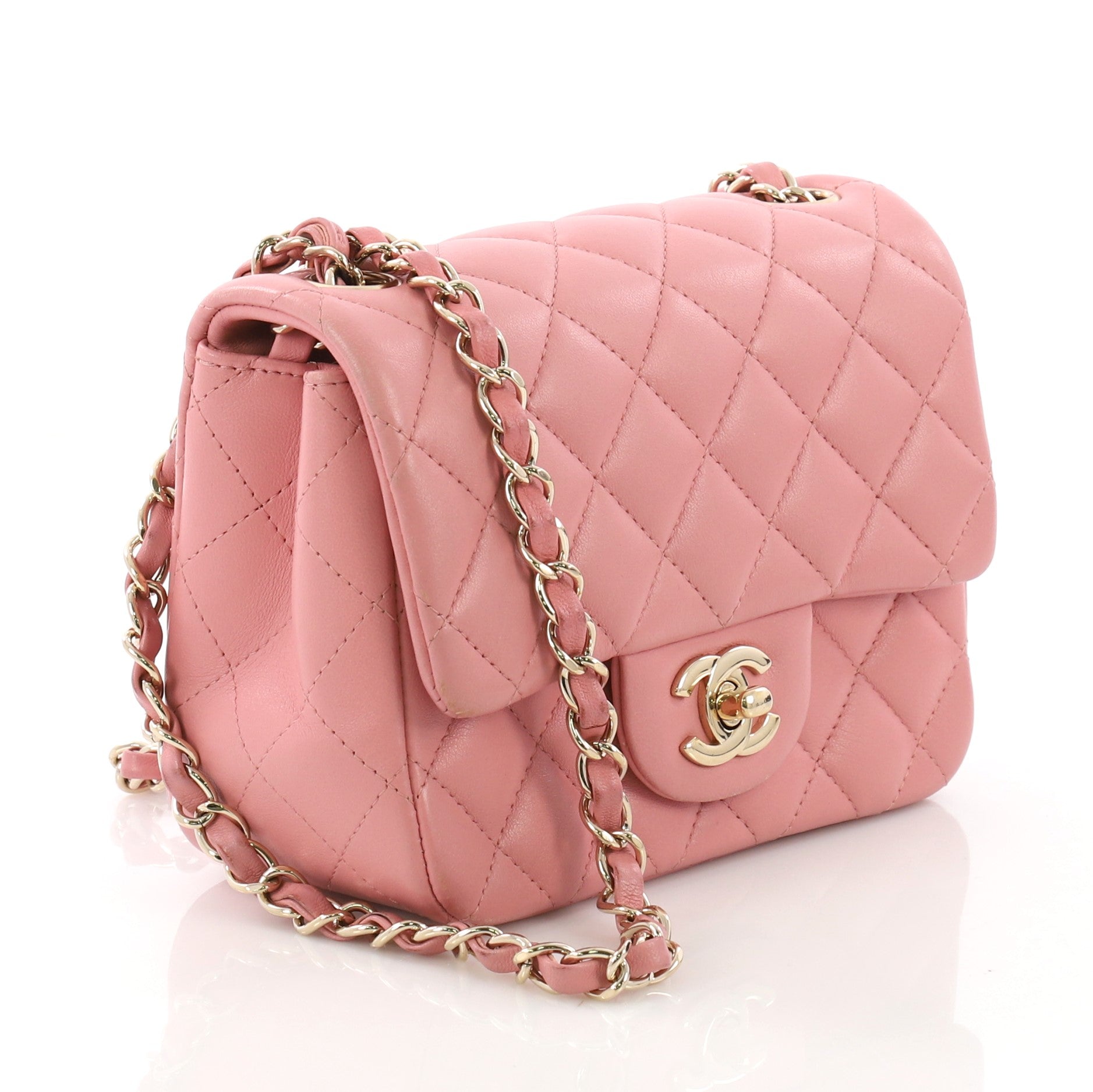 Square Classic Single Flap Bag Quilted Lambskin Mini