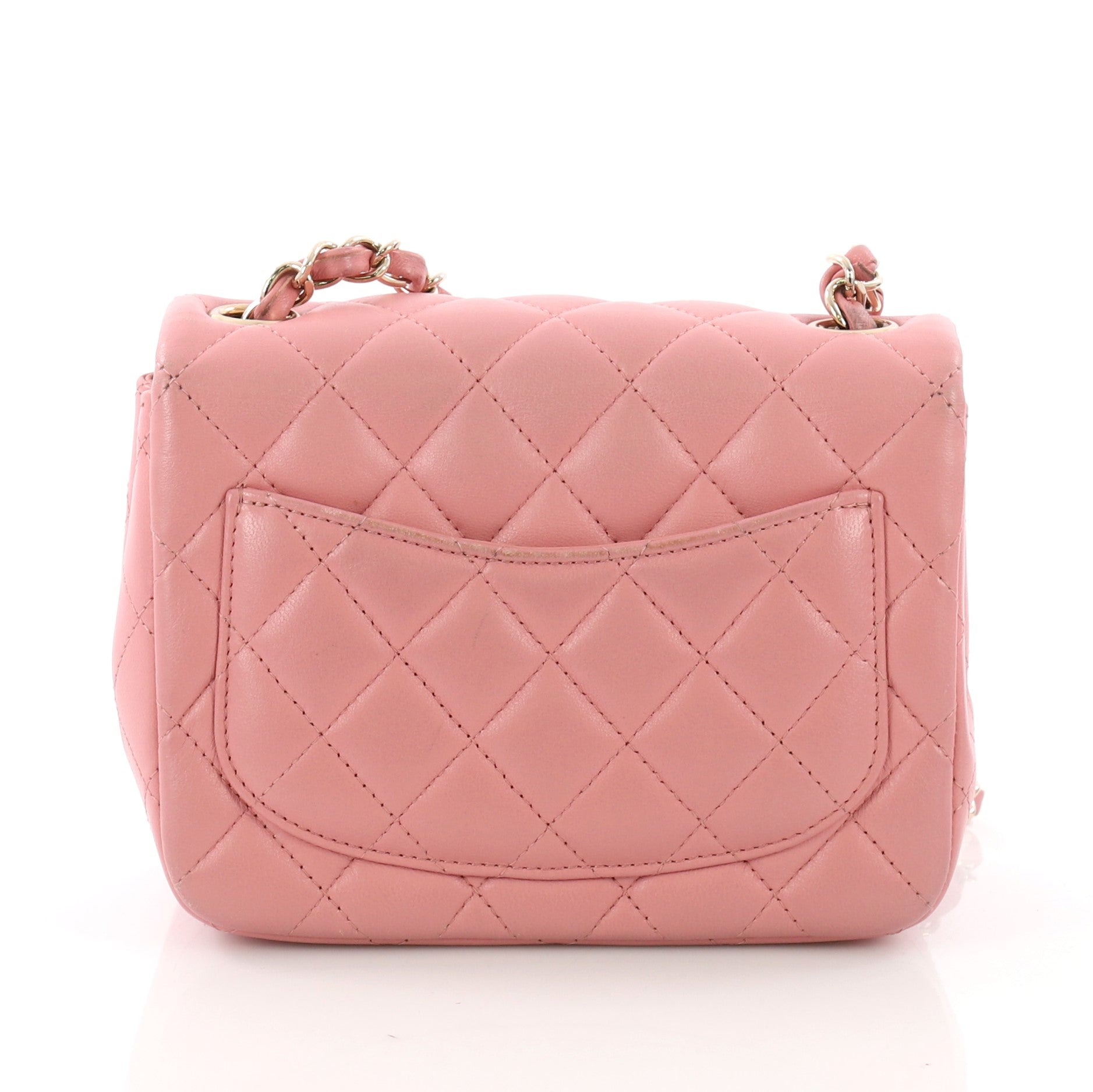 Square Classic Single Flap Bag Quilted Lambskin Mini