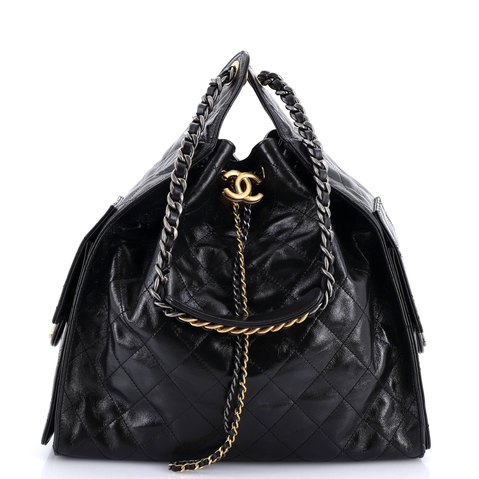 25 Hobo Bag Quilted Shiny Crumpled Calfskin Medium