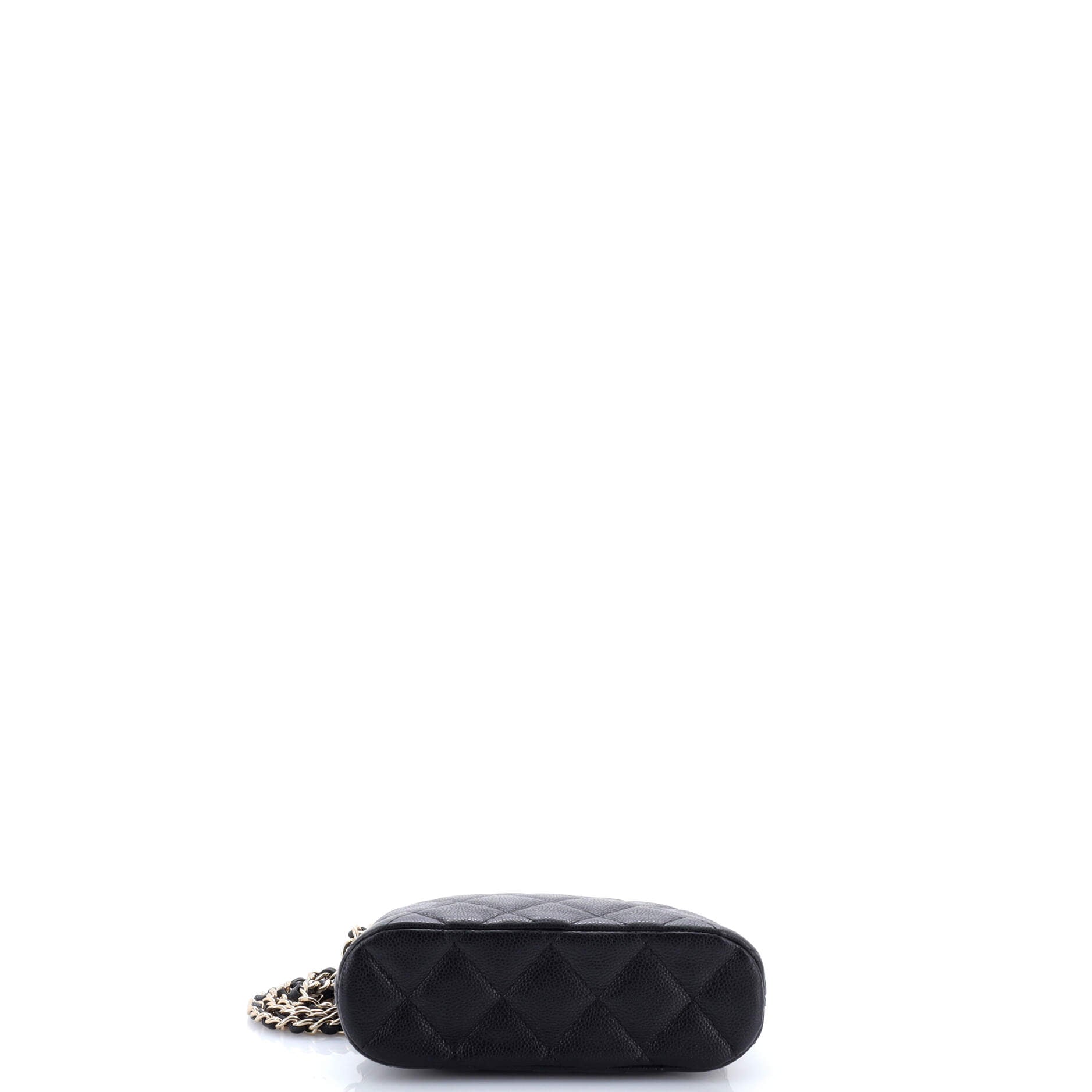 CC Dome Zip Clutch with Chain Quilted Caviar Mini