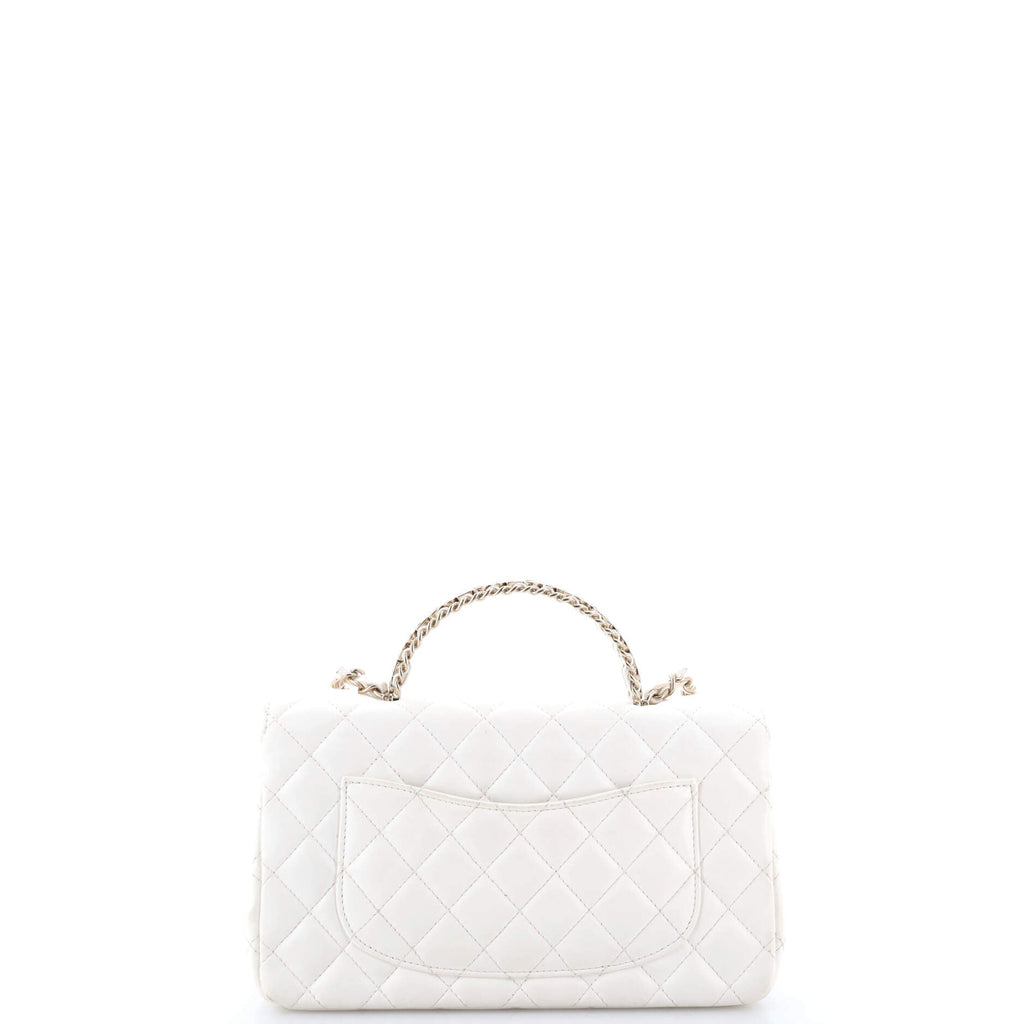 Crystal Chain Flap Top Handle Bag Quilted Lambskin Medium