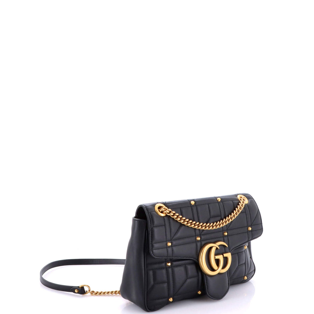 GG Marmont Flap Bag Studded Matelasse Leather Medium