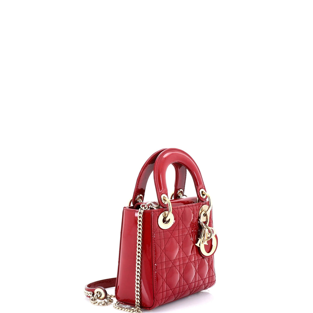Lady Dior Chain Bag Cannage Quilt Patent Mini