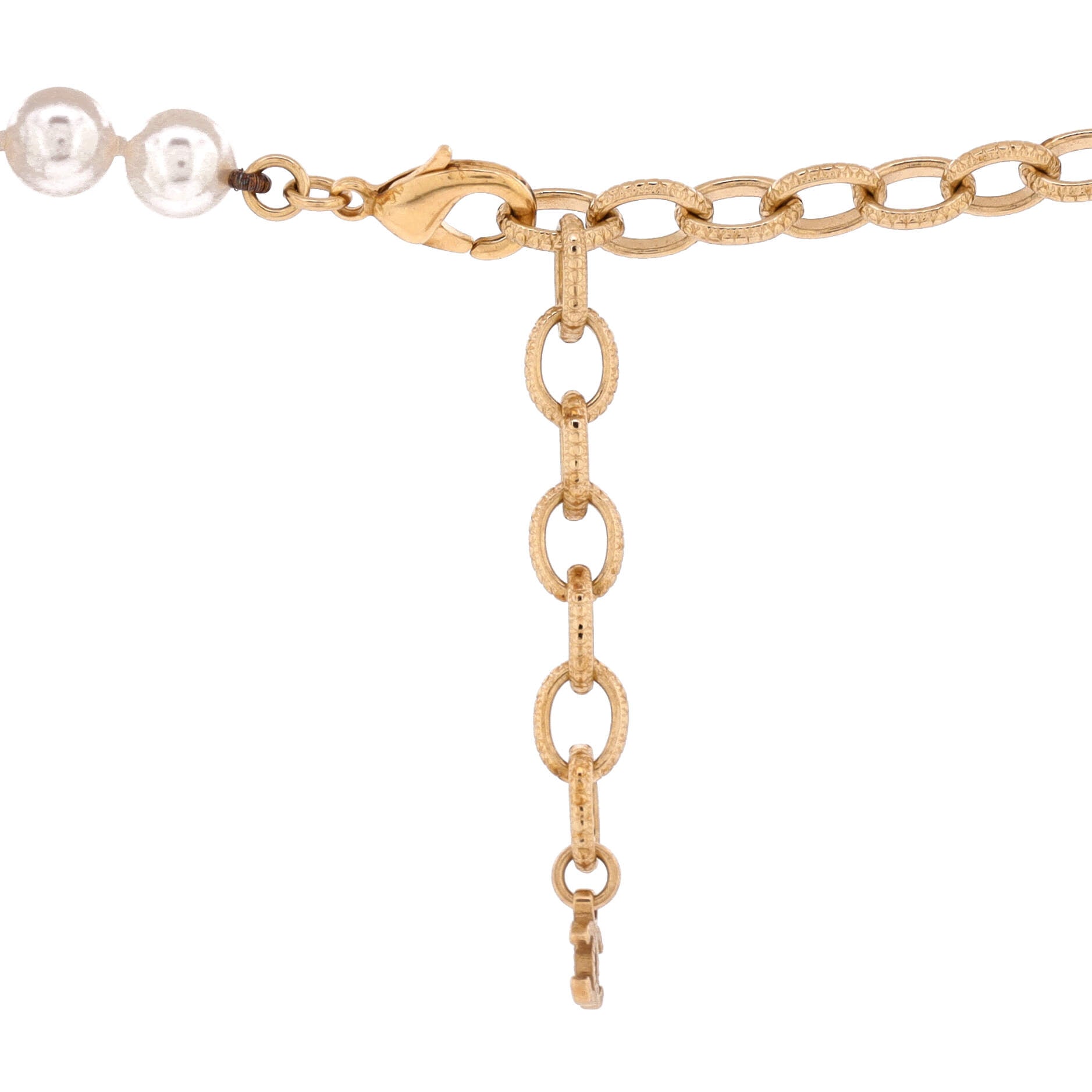 CC Pendant Short Necklace Faux Pearls and Metal with Crystals