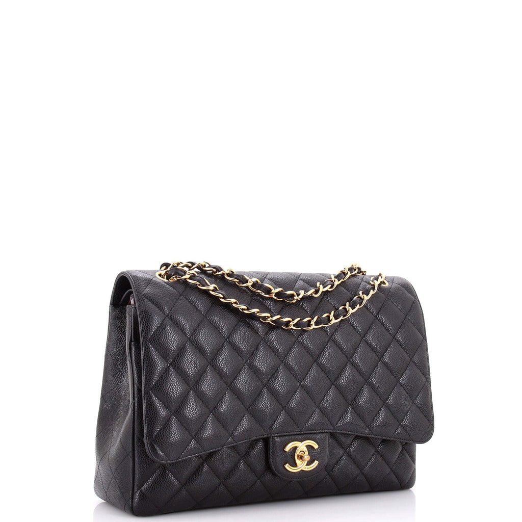 Classic Double Flap Bag Quilted Caviar Maxi