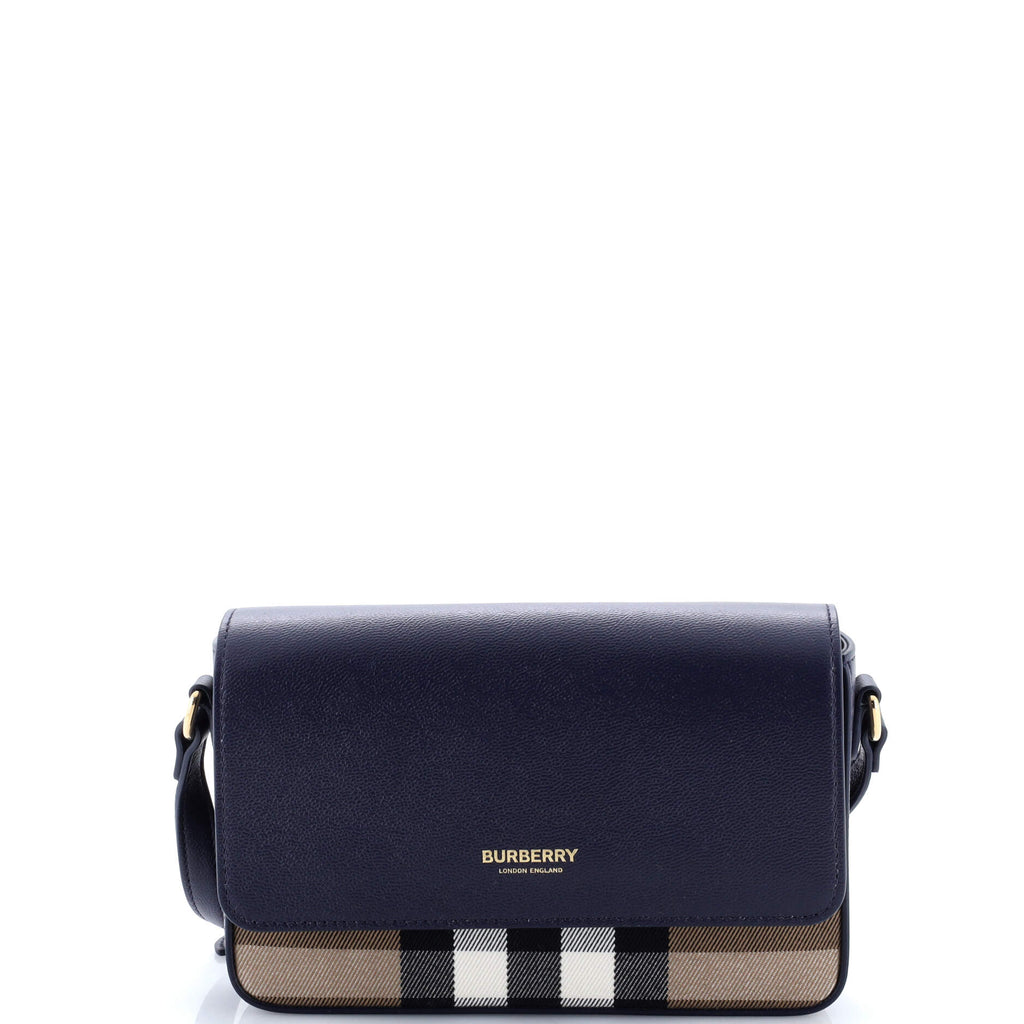 New Hampshire Shoulder Bag House Check Canvas and Leather Small