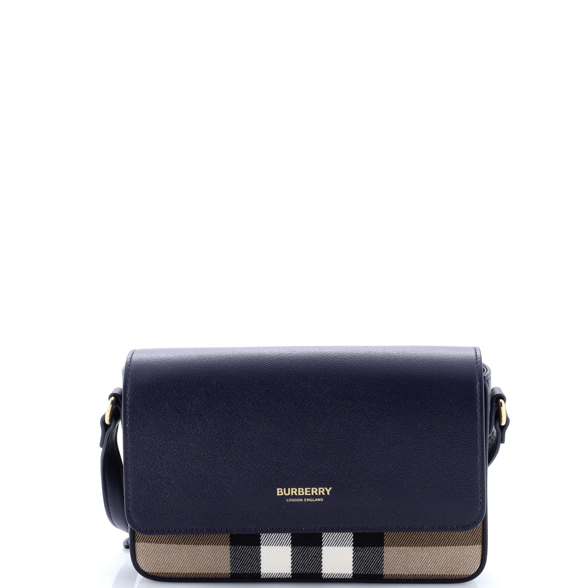New Hampshire Shoulder Bag House Check Canvas and Leather Small