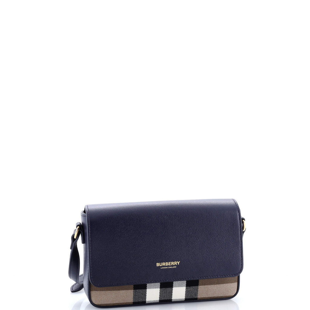 New Hampshire Shoulder Bag House Check Canvas and Leather Small