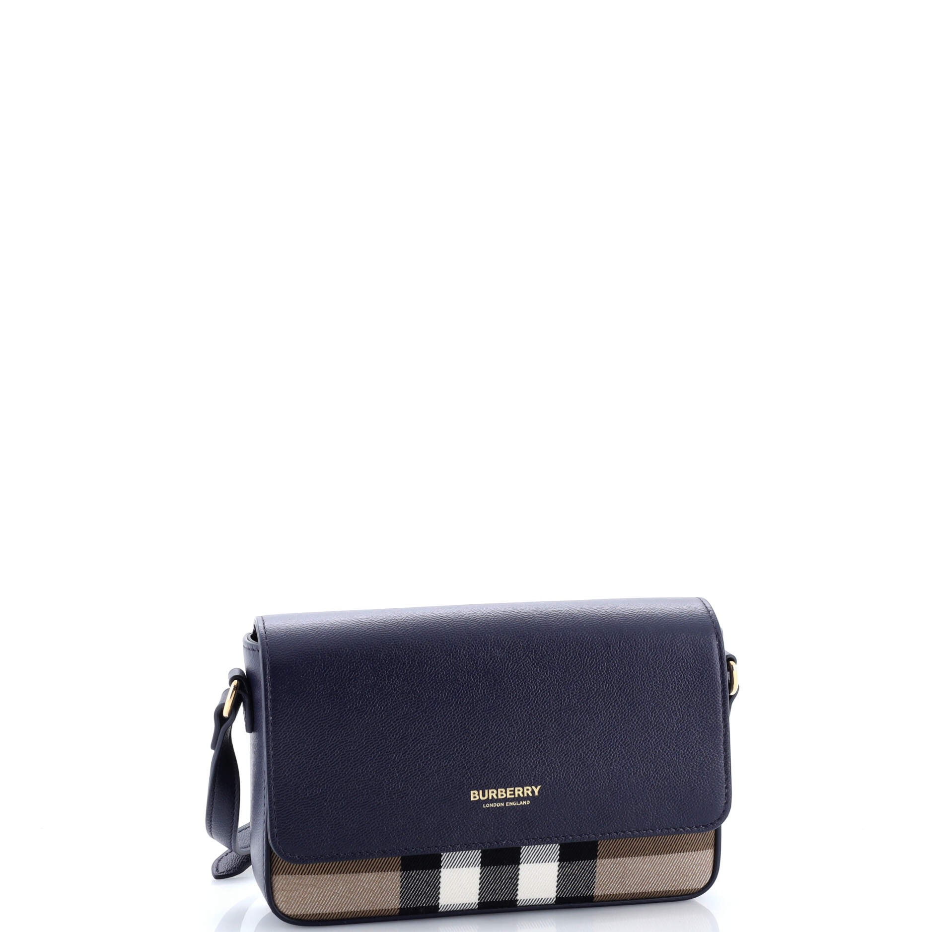New Hampshire Shoulder Bag House Check Canvas and Leather Small