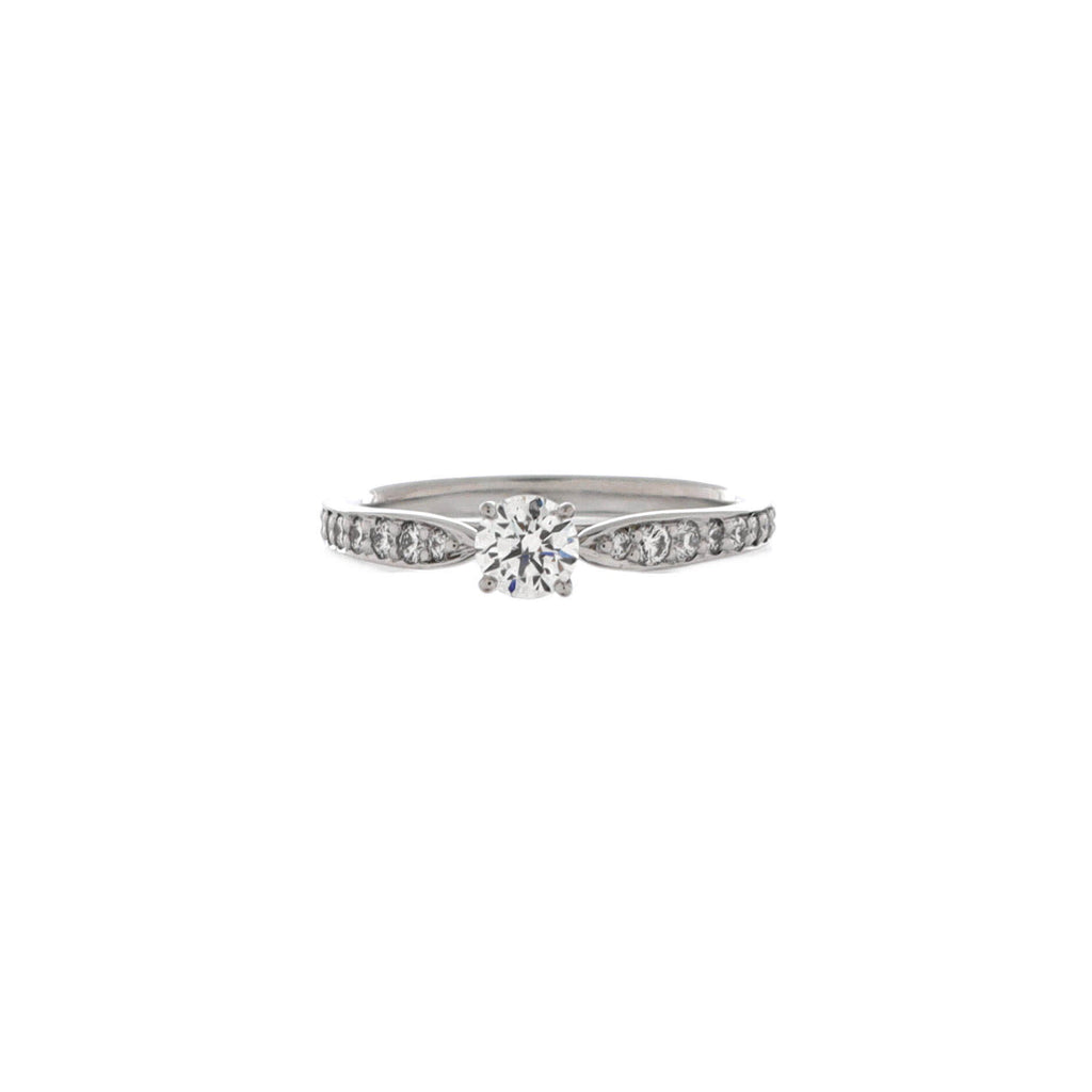 Harmony Solitaire Ring Platinum and Pave Diamonds with RBC Diamond F/SI1 0.27CT