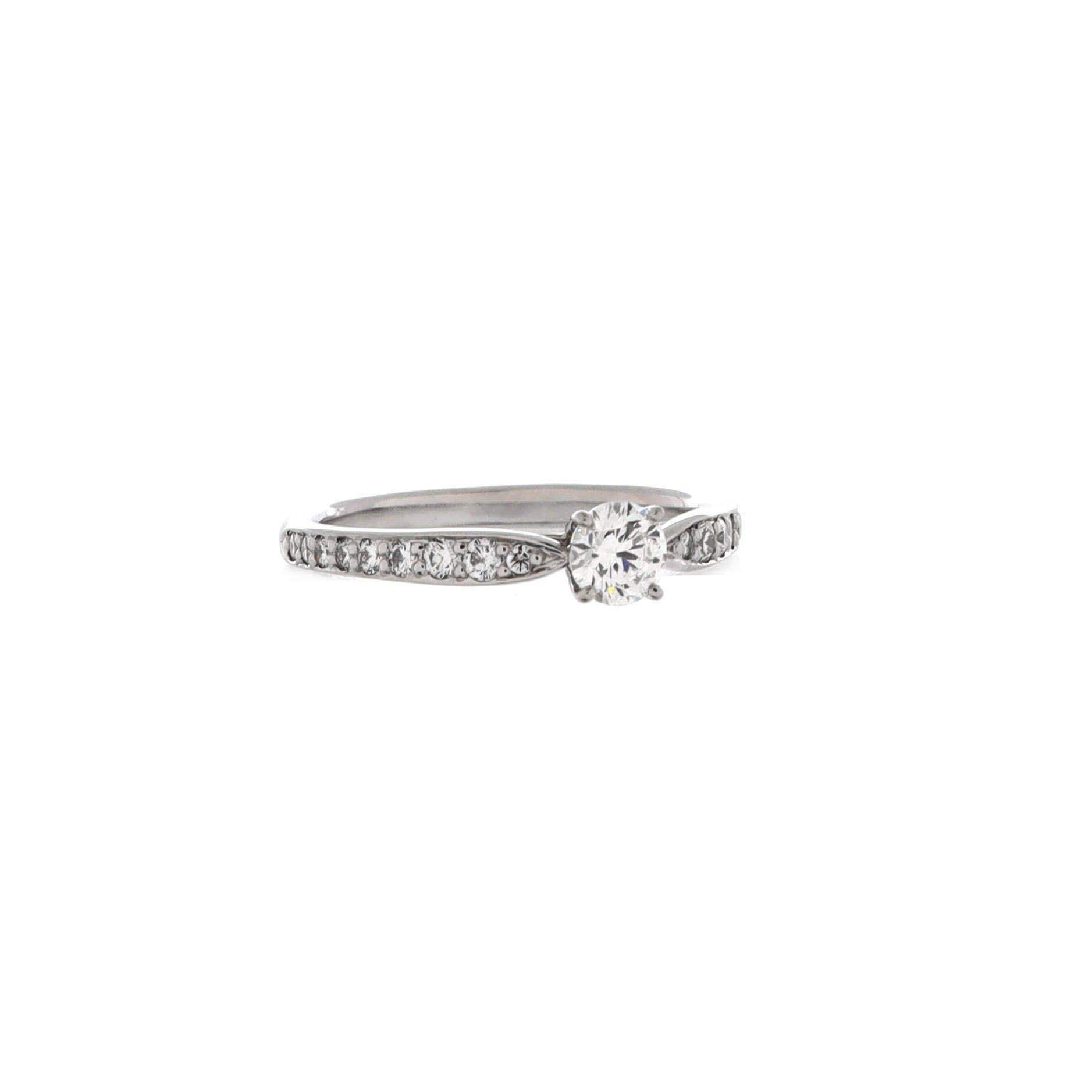 Harmony Solitaire Ring Platinum and Pave Diamonds with RBC Diamond F/SI1 0.27CT