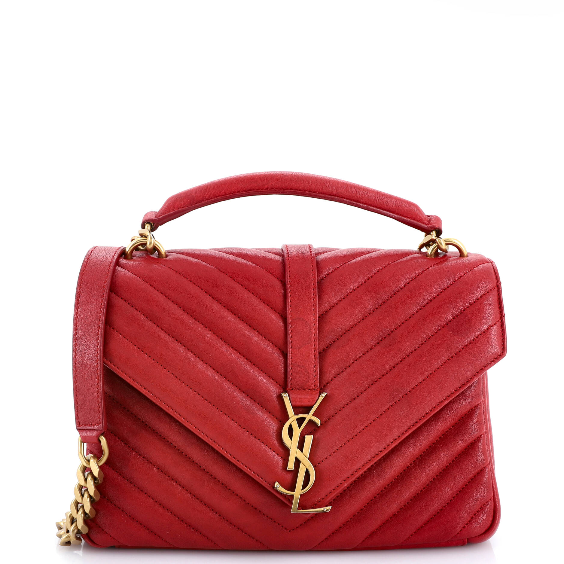 Classic Monogram College Bag Matelasse Chevron Leather Medium