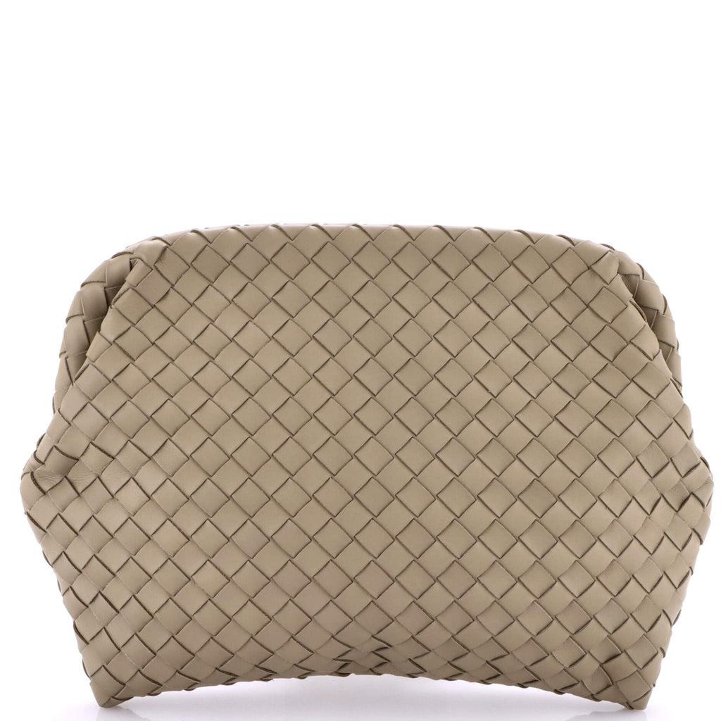 Frame Clutch Intrecciato Leather Large