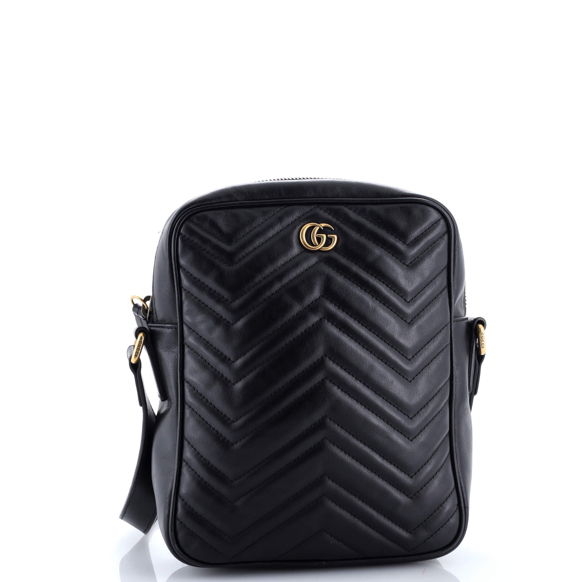 GG Marmont Zip Messenger Bag Matelasse Leather Small