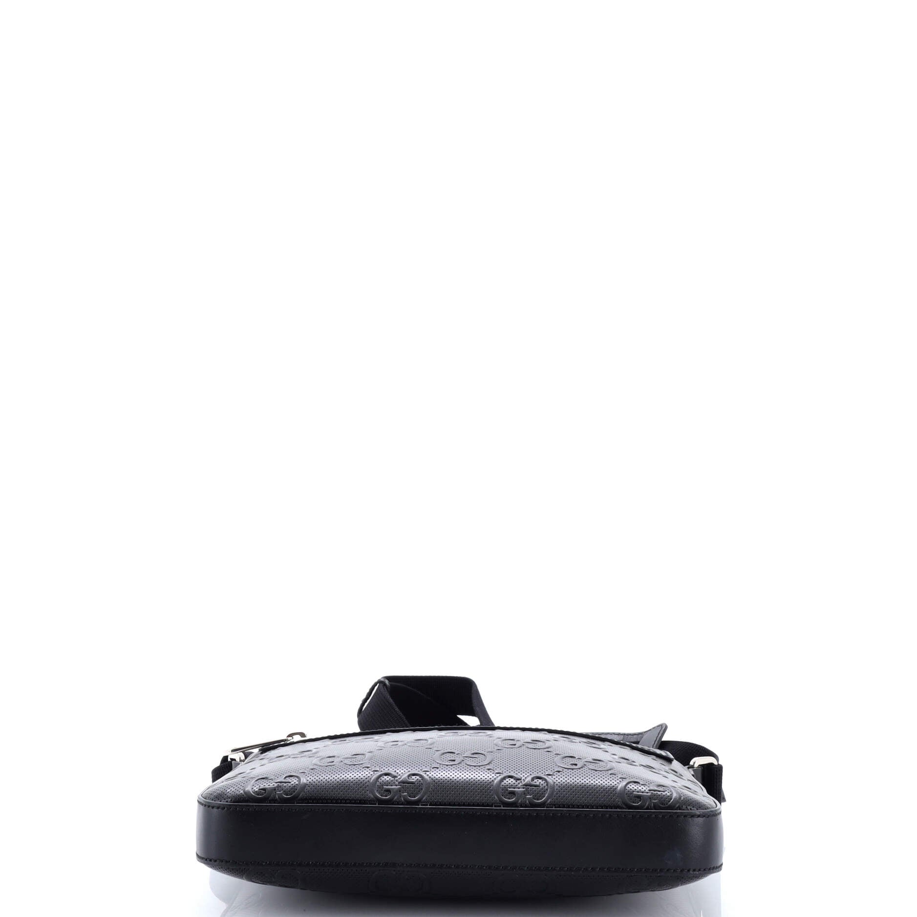 Front Zip Messenger GG Embossed Perforated Leather Small