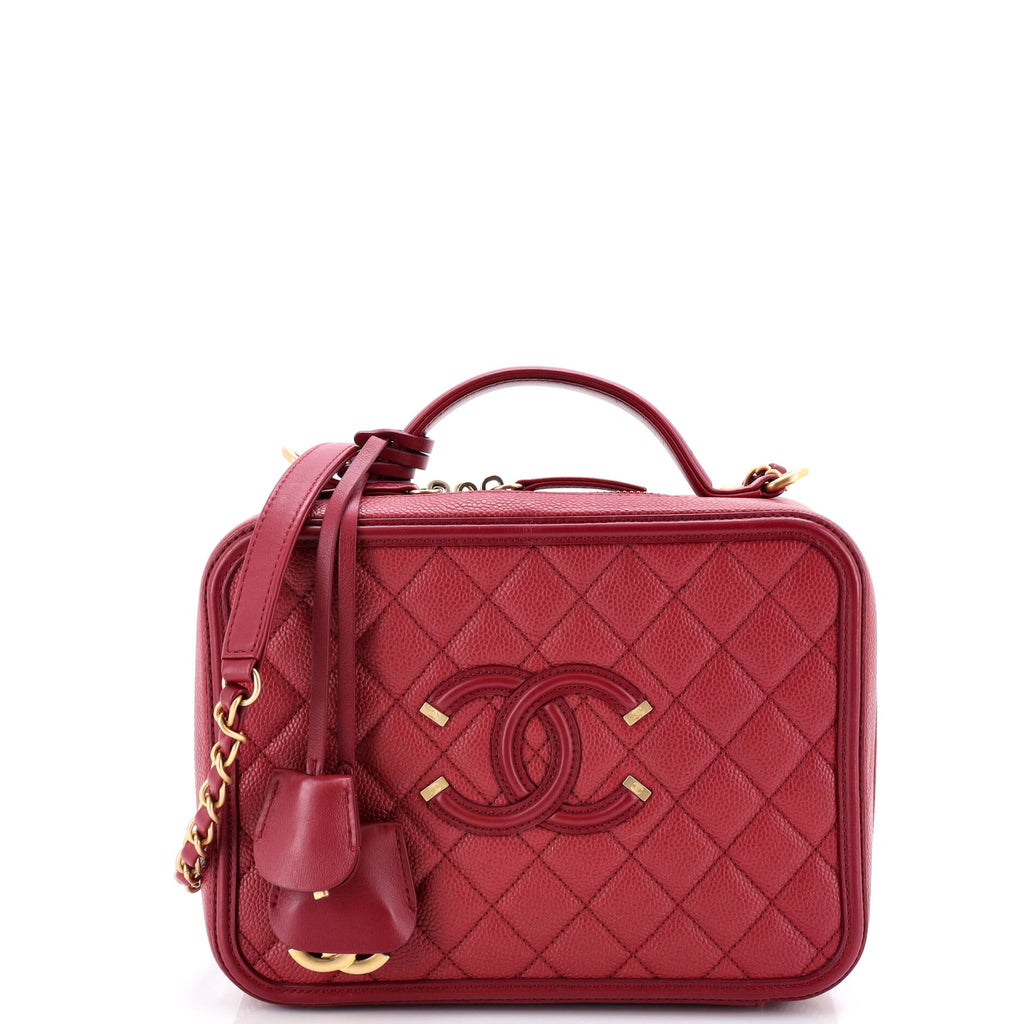 Filigree Vanity Case Quilted Caviar Large