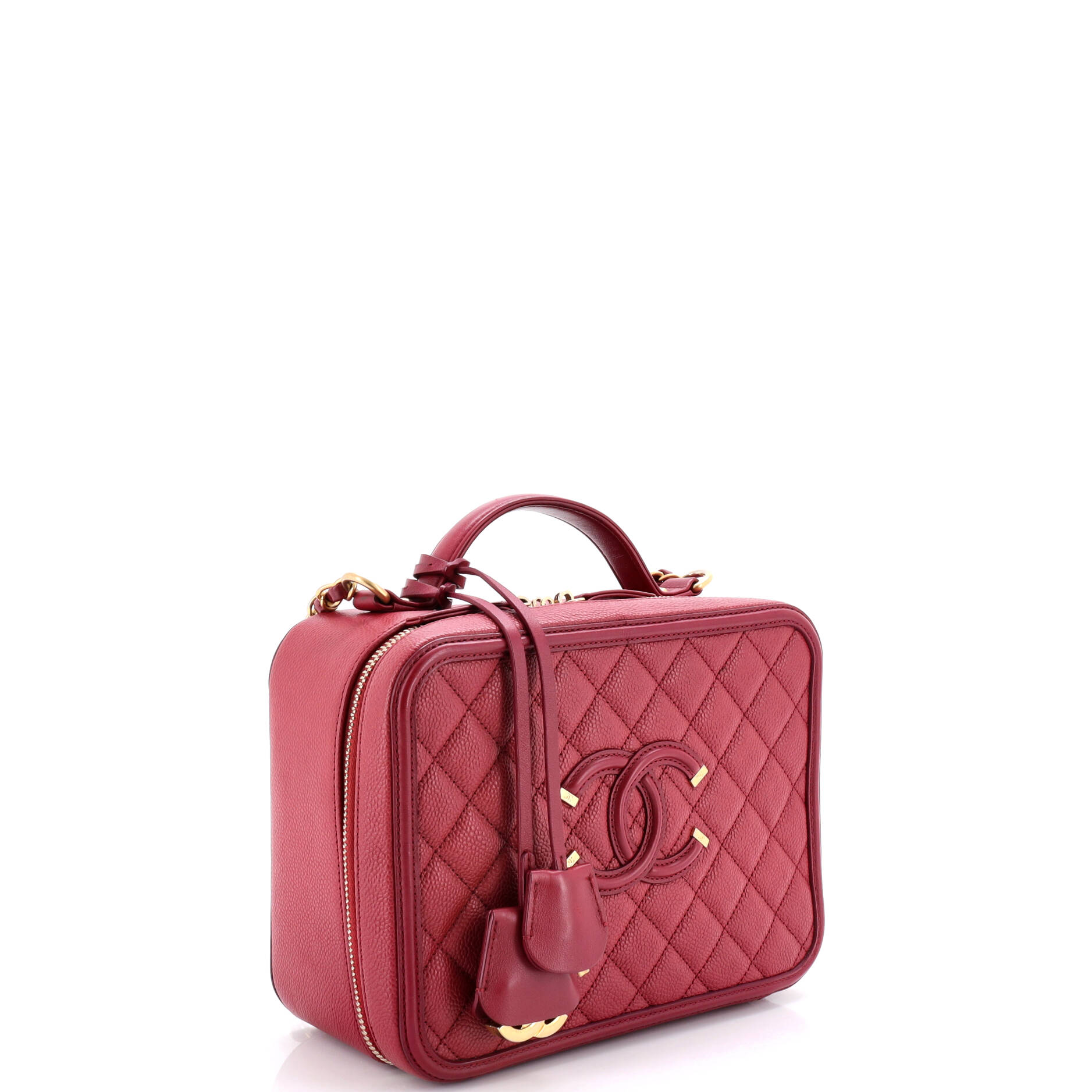 Filigree Vanity Case Quilted Caviar Large