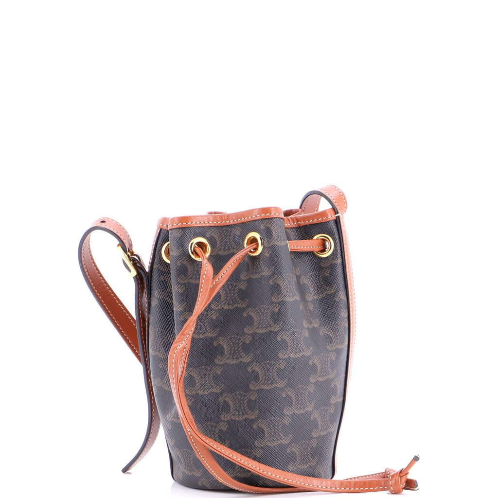 Drawstring Bucket Bag Triomphe Coated Canvas Mini