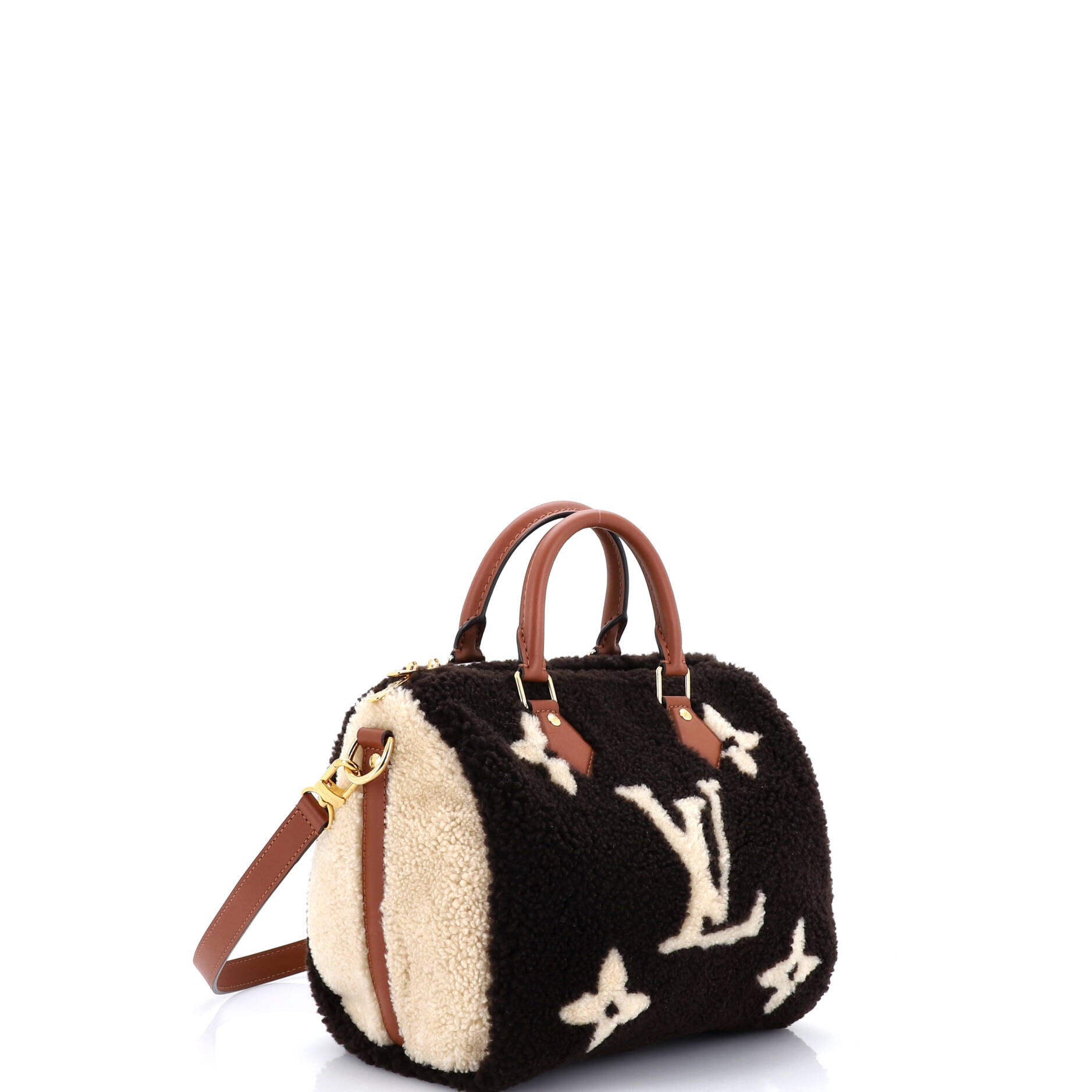 Speedy Bandouliere Bag Monogram Giant Teddy Fleece 25
