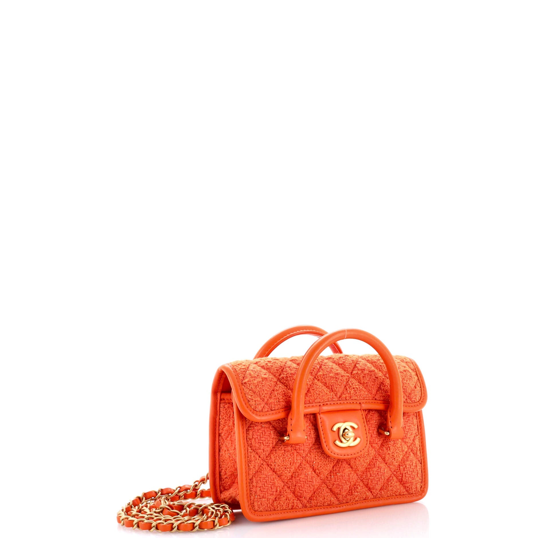 Double Handle CC Briefcase Crossbody Quilted Tweed Mini