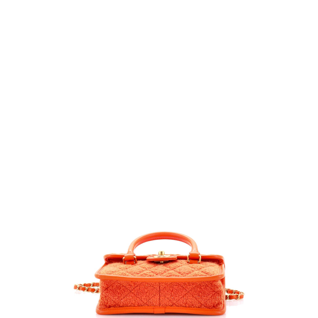 Double Handle CC Briefcase Crossbody Quilted Tweed Mini