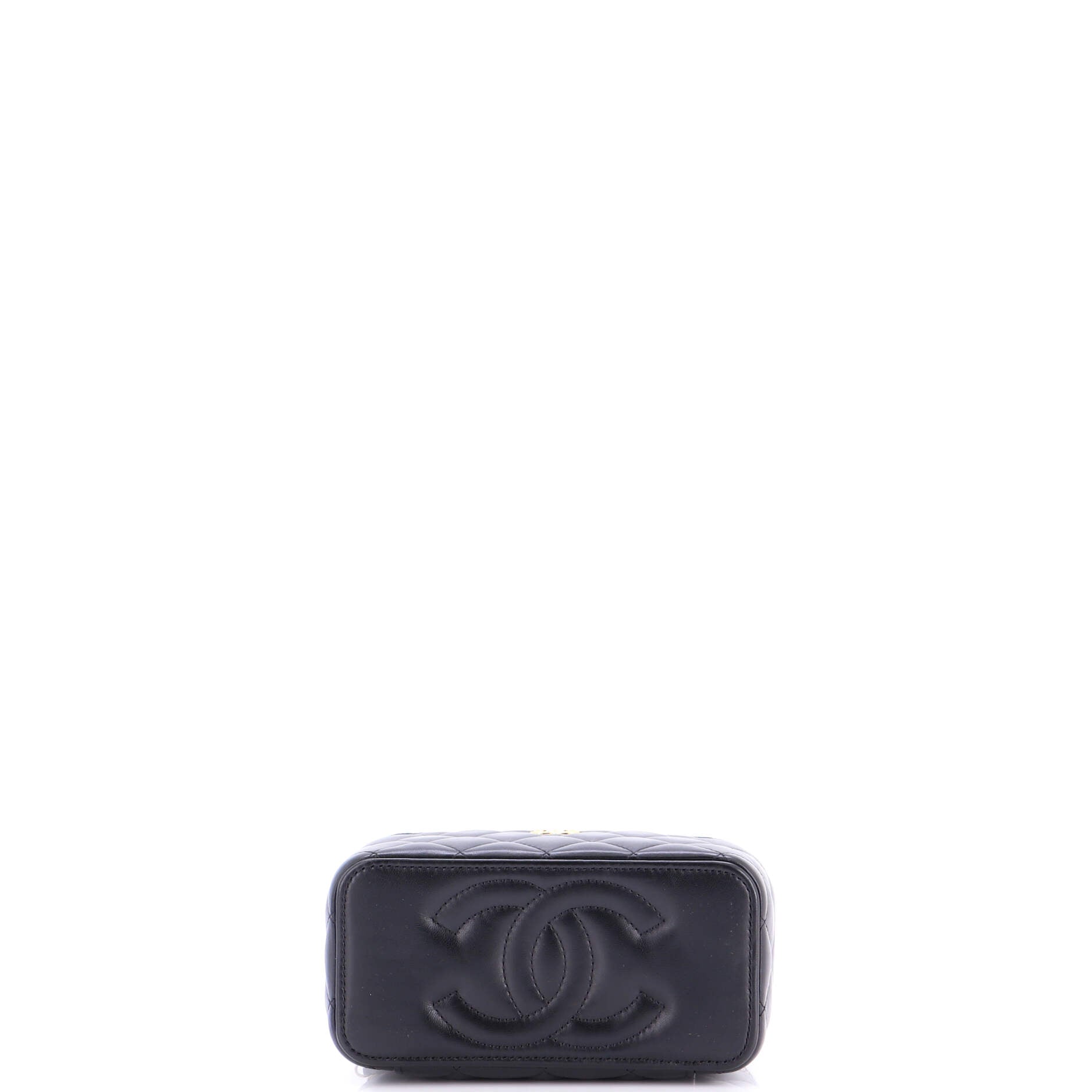 Classic Vanity Case with Resin Pearl Chain Quilted Lambskin Small