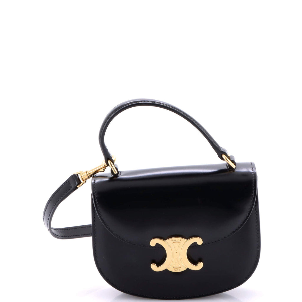 Triomphe Besace Clea Top Handle Flap Bag Leather Mini