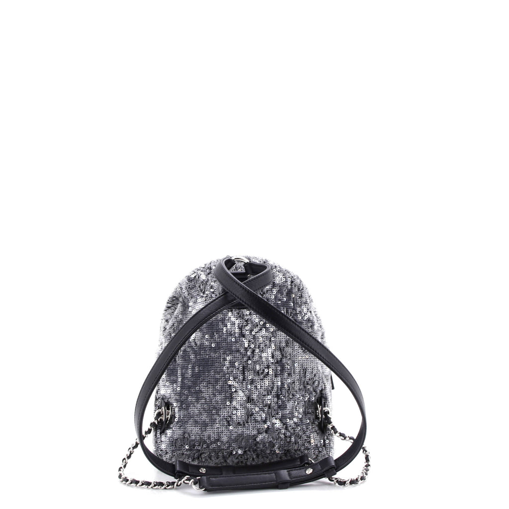 Waterfall Backpack Sequins with Leather Mini